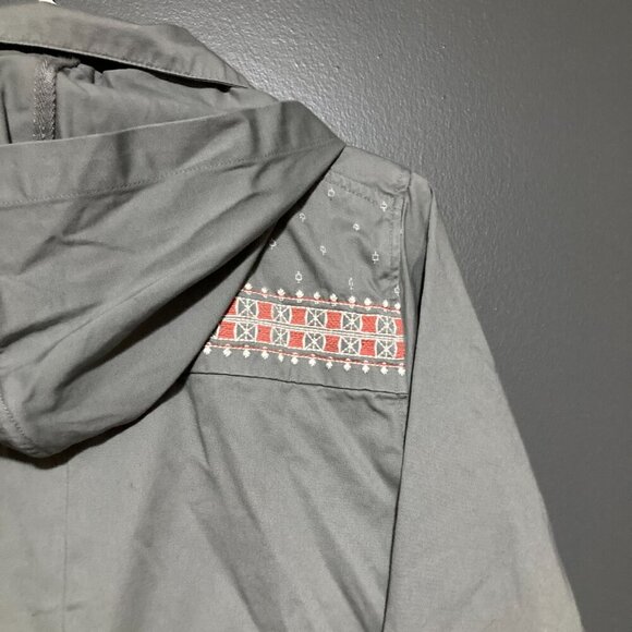 Roxy Women Size L Grey Windbreaker Jacket Surfer Geo Pattern Hood Lightweight - Picture 9 of 13
